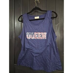Womens Navy Blue Queen American Flag Graphic Tank Top